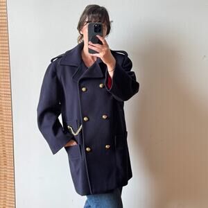 Vintage Wool FLORENCE TRAVIS Navy Pea Coat